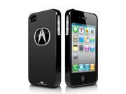 Acura Logo Gray Leather Look iPhone 4 4S Black Cell Phone Case