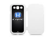 Honda Civic Blue Logo Samsung Galaxy S3 White Flip Cover Cell Phone Case