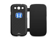 Honda Blue Logo Carbon Fiber Look Samsung Galaxy S3 Black Flip Cover Cell Phone Case