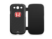 Honda Red Logo Carbon Fiber Look Samsung Galaxy S3 Black Flip Cover Cell Phone Case