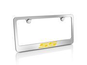 Chevrolet Yellow SS Logo Metal Chrome License Plate Frame