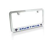 Ford Dual Logo Blue Mustang Chrome Metal Auto License Plate Frame