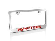 Ford Red Raptor Chrome Metal License Plate Frame