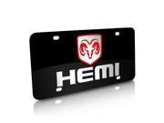 Dodge Logo Hemi Inlay on Black Acrylic License Plate