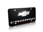 Chevrolet Logo 2010 up Camaro Black Steel License Plate