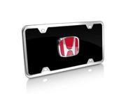 Honda Red Logo Black Acrylic License Plate with Chrome Frame Kit Honda Red Logo Black Acrylic License Plate with Chrome Frame Kit