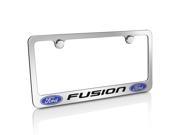 Ford Fusion Dual Logos Chrome Metal License Plate Frame