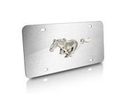 Ford Mustang 3D Pony Brushed Steel Auto License Plate