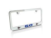 Ford 2010 up Mustang 5.0 in Blue Chrome Metal License Plate Frame