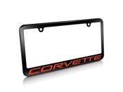 Chevrolet Corvette C5 in Orange Matte Black Metal License Plate Frame