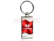 Hyundai Logo Red Spun Brushed Metal Key Chain