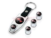 Wrench Keychain Chrome Tire Valve Caps Set with Dodge Red R T Logo