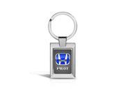 Honda Pilot Blue Logo on Gray Metal Look Chrome Key Chain