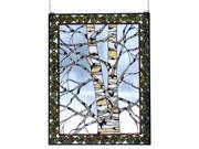 Meyda Home Decorative 28 W X 36 H Birch Tree In Winter Stained Glass Window