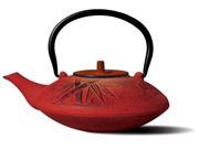Red Cast Iron Sakura Teapot 37 oz