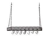 36 x 17? x 3? Matte Black Rectangular Pot Rack w 16 Hooks