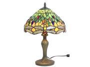 Amora Lighting Tiffany Style Yellow Green Dragonfly Table Lamp