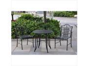 International Caravan Mandalay Wrought Iron 3 Piece Patio Bistro Set in Antique Black