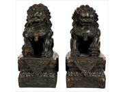 Oriental Furniture 9 Foo Dog Statues in Antique Bronze Set of 2