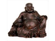 Oriental Furniture 8 Sitting Laughing Buddha Statue in Antique Bronze