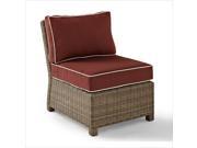 Crosley Furniture Bradenton Outdoor Wicker Sectional Center Chair with Sangria Cushions