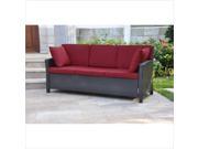 International Caravan Valencia Outdoor Patio Sofa in Chocolate and Merlot