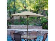 Jeco 9ft. Aluminum Patio Market Umbrella Tilt with Crank in Tan Fabric Champagne Pole