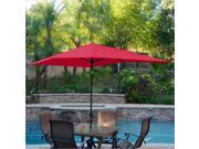 Jeco 6.5 x 10 Aluminum Patio Market Umbrella Tilt with Crank in Red Fabric Black Pole