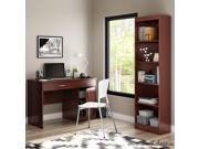 South Shore Axess 2 Piece Office Set with Narrow Bookcase in Royal Cherry