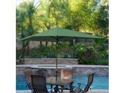 Jeco 6.5 x 10 Aluminum Patio Market Umbrella Tilt with Crank in Green Fabric Champagne Pole