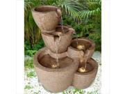 Jeco Muiti Pots Sandstone Outdoor indoor Water Fountain with Led Lights