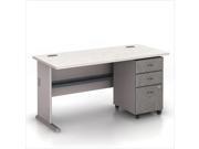 Bush BBF Series A 60 Computer Desk with 3 Drawer File Cabinet in Pewter
