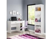 South Shore Axess 2 Piece Office Set with Narrow Bookcase in White