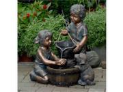 Jeco Two Kids And Dog Outdoor Indoor Water Fountain