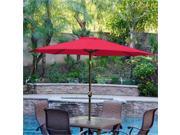 Jeco 9ft. Aluminum Patio Market Umbrella Tilt with Crank in Red Fabric Champagne Pole
