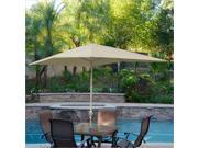 Jeco 6.5 x 10 Aluminum Patio Market Umbrella Tilt with Crank in Tan Fabric Grey Pole