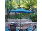 Jeco 9ft. Aluminum Patio Market Umbrella Tilt with Crank in Turquoise Fabric Champagne Pole