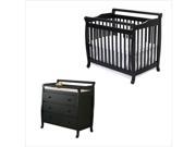 DaVinci Emily Mini 2 in 1 Convertible Crib with Changing Table in Ebony