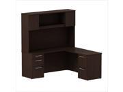 Bush BBF 300 Series 66 L Shaped Desk with Hutch in Mocha Cherry