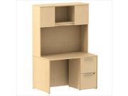 Bush BBF 300 Series 48 Shell Desk with Hutch in Natural Maple