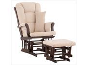 Stork Craft Tuscany Glider and Ottoman in Espresso with Beige Cushions
