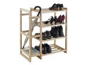 Winsome Isabel Shoe Rack with Umbrella Stand and Tray in Natural