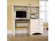 Sauder Harbor View Computer Desk with Hutch in Antiqued White