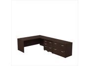 Bush BBF Series C 72Wx30D L Desk with 3Dwr Mobile Pedestal in Mocha Cherry