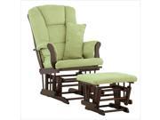 Stork Craft Tuscany Glider and Ottoman in Espresso with Sage Cushions