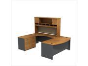 Bush BBF Series C 72 Left U Shaped Desk with Hutch in Natural Cherry
