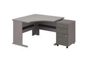 Bush BBF Series A 48 Corner Desk with 3 Drawer File Cabinet in Pewter