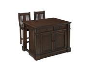 Home Styles Prairie Home Kitchen Island Cart with Stools in Black