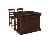 Home Styles Monarch Kitchen Island and Two Stools in Cherry