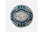 Loloi 1 8 Round Cotton Poly Pillow in Blue and Teal